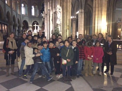 Pèlerinage d'une classe de CM2 de l'Immaculée Conception à Notre-Dame de Paris...